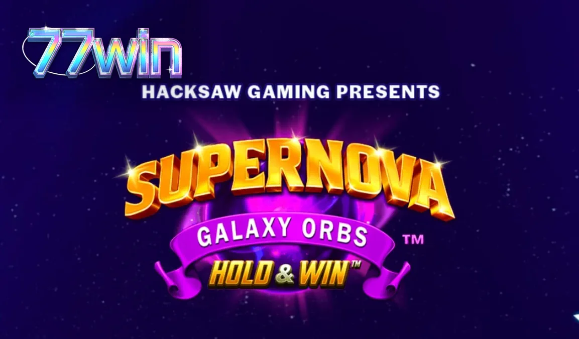 Tampilan visual slot Supernova Galaxy Orbs dengan tema ruang angkasa retro dan simbol buah klasik.